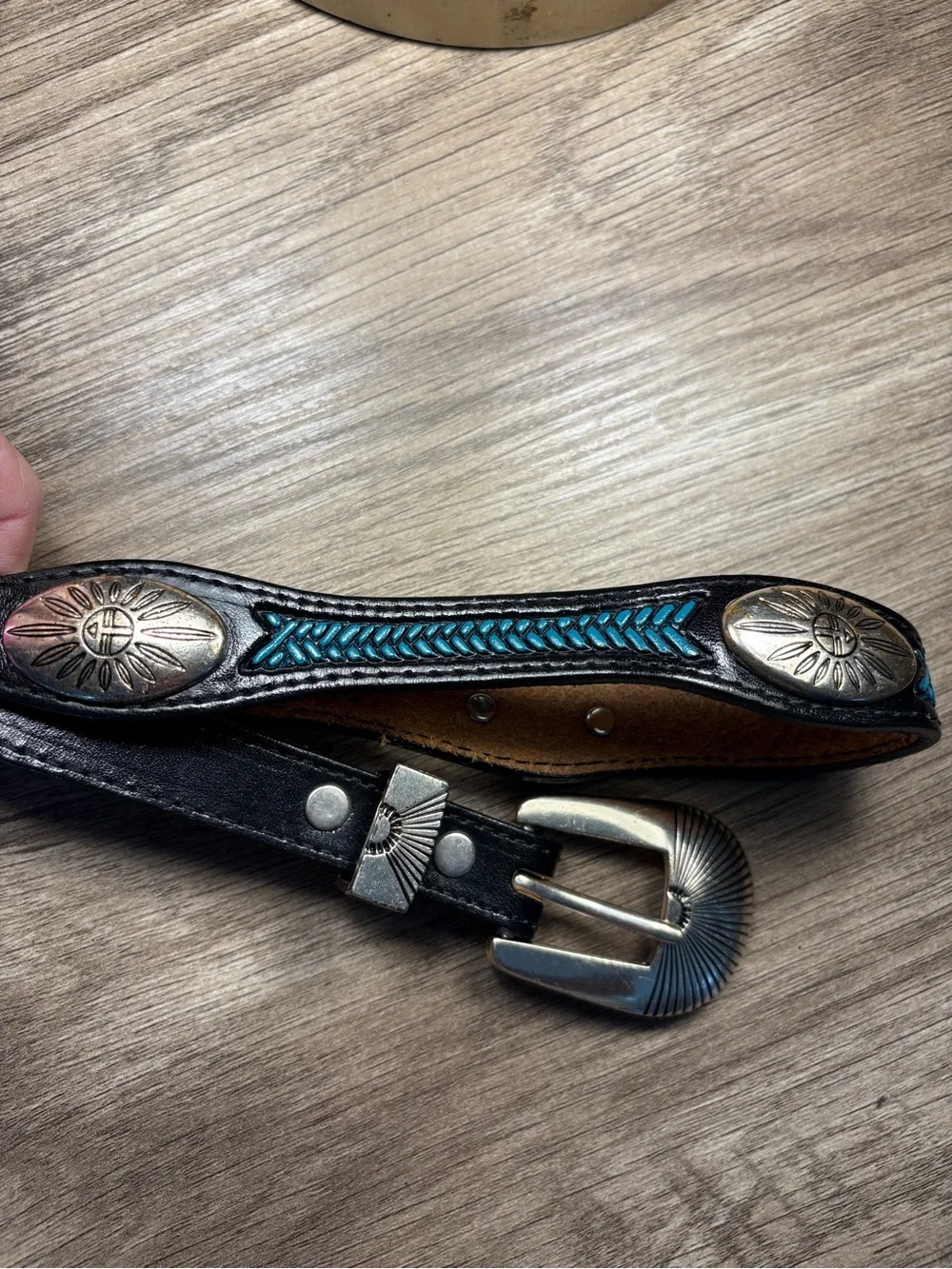 Men's SOUTHWESTERN Black Leather SILVER CONCHO Tapered RANGER Cowboy RODEO BELT